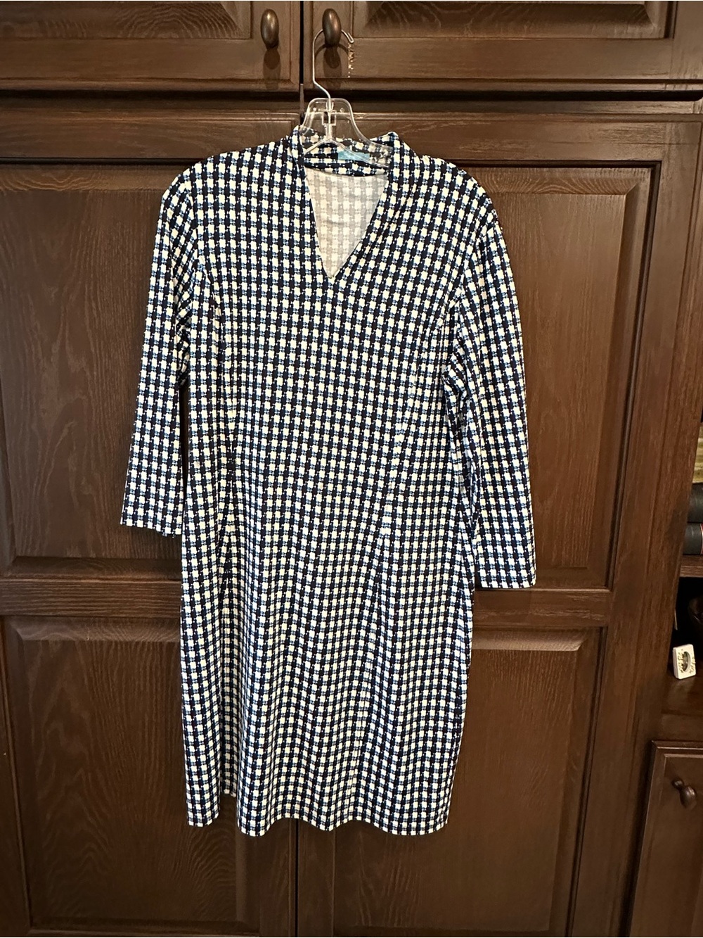 J. McLaughlin Navy and White Checked Midi Dress